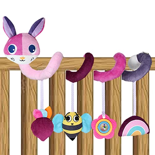 WEITING Poussette Hochet Jouets Suspendus | Jouets Suspendus en Peluche en Spirale avec Anneau de Dentition et Boule rotative - Jouet sensoriel coloré pour Nouveau-né pour l'éducation précoce, décors Cover