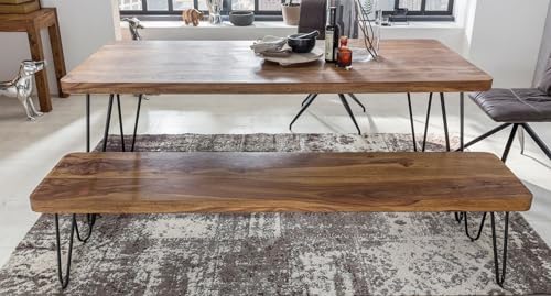 FineBuy Banco masivo Harlem Sheesham Madera Banco para Mesa de Comedor | Banco de la Cocina Madera Maciza | Banco de Comedor sin Respaldo para Comedor - imagen 5