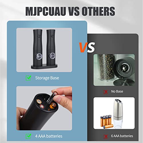 2 Pack Electric Salt And Pepper Grinder Set, Gravity Sensing Automatic Pepper Mills Set With Storage Base, Adjustable Coarseness, One Hand Operation #TOP1
