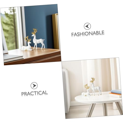 Décoration de chambre de luxe avec statuettes de renne blanches en résine haut de gamme