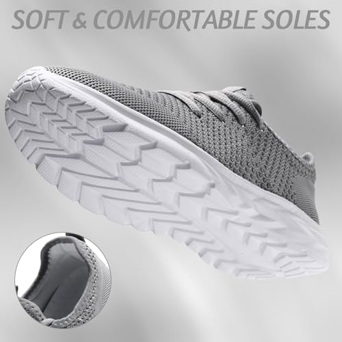 WCIDFY Womens Slip On Running Shoes Lightweight Tennis Walking Shoes Breathable Mesh Gym Workout Shoes Fashion Sneakers Light Gray 8