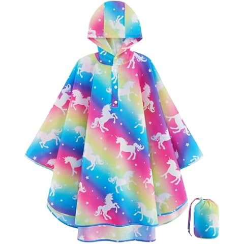 WAWSAM Unicorn Rain Poncho for Girls Cover