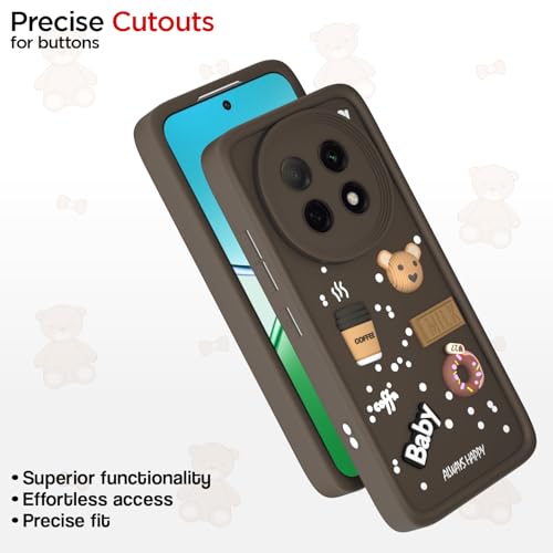 Image of Pikkme Back Cover for Oppo F29 Pro 5G | Cute Fun Cartoon 3D Bear Silicone Full Body Protection Bumper Case (Brown) | Cute