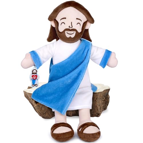 Enryounr Jesus Plush, Traditional Bible Style, Easter, Christmas & Baptism Exclusive! Cute Jesus-Shaped Collectible Dolls