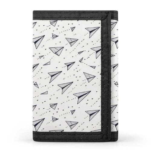 Vintage Paper Airplane Print Wallet for Men, 8 Credit Card Holder Slim Minimalist Front Pocket Small Mens Bifold Wallets