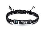 Bibel Vers Zitat Inspirierende Makramee Cord ID Armbänder - Einstellbare Größe und Unisex-Stil. Graviert mit verschiedenen Bibelversen. Ein Zirkonia-Set.