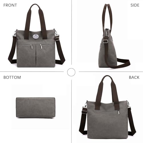 Image of HUA ANGEL Women's Canvas Tote Bag Lightweight Crossbody Purse Multi-Pocket Durable Handbags for Work College Shopping Beach