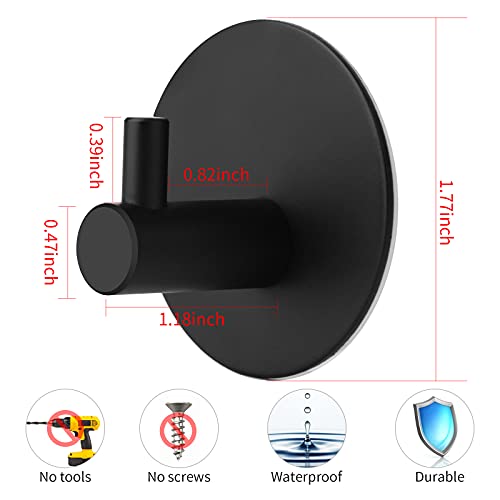Kinmingzhu 4Pcs Black Self Adhesive Hooks, Self Adhesive Wall Mounted Hanger，No Drill No Screw For Key Coat Towel For Kitchen Bathroom Toilet #TOP1