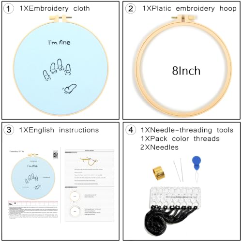Image of Crafmanoe Easy Hand Embroidery Kits for Adults Beginners, Embroidery Starters Kits, Stamped Cross Stitch Kits Needlepoint Kits for Beginners Adults, Embroidery Hoop, Thread, Fabric and Video Tutorial