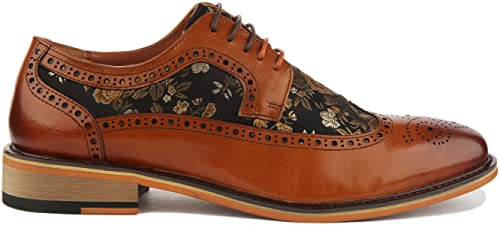 Ross Men's Lace Up Floral Brogue Shoe Shoes (Brown, US 13)2