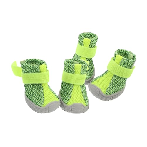 EXHUMKY 4 Piezas Pet Four Seasons Zapatos Deportivos Zapatos de Cachorro para Perros pequeños Botines Patucos para Perros pequeños Botas Corgi Poliéster Verde