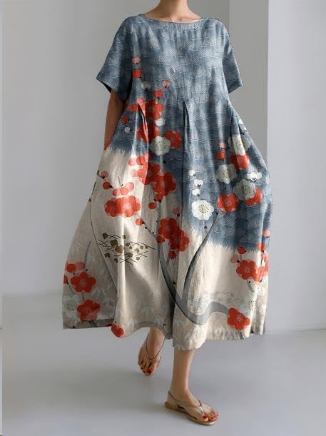 Akivide Women's Loose Baggy Oversized Boho Floral Cotton Maxi Dress Plus Size Summer Casual Long Flowy Dresses - Image 2