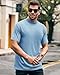 Wihion Mens Ribbed Mock Turtleneck T-Shirt Short Sleeve Solid T Shirts Thermal Underwear Tops Light Blue