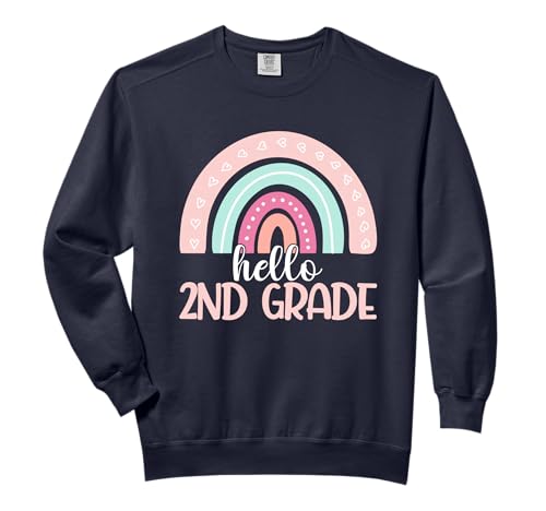 Hello Second Grade Back To School 2nd Grade Teacher Rainbow Comfort Colors Adult Sweatshirt