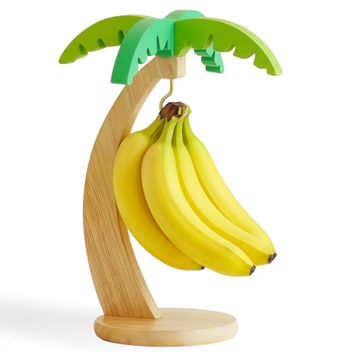 Image of Banana Holder Stand, Wood Banana Tree Hook Hanger to Keep Fruits Fresh