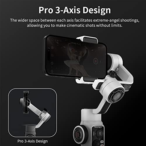 Zhiyun Smooth 5S Professional Gimbal Stabilizer for Smartphone, Handheld 3-Axis Phone Gimbal, Portable Stabilizer for Vlogging, YouTube, Tiktok, Live Video Compatible with iPhone and Android - White