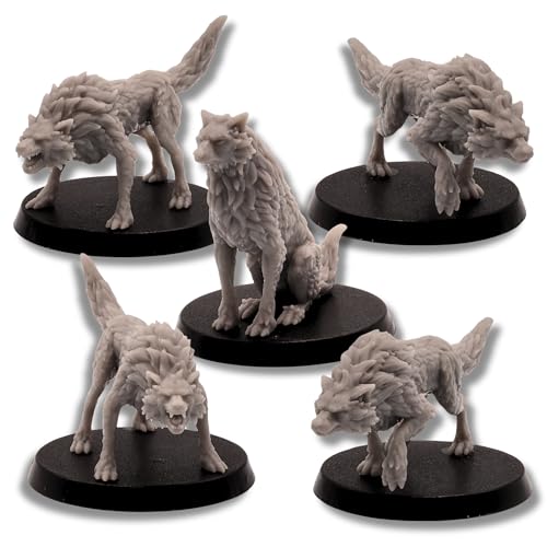 Fantasy Wolves Lot de 5 miniatures pour jeux de rôle de...