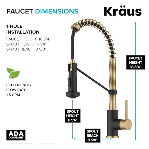 KRAUS Bolden Commercial Style 2-Function Single Handle Pull Down Kitchen Faucet in Brushed Brass/Matte Black, KPF-1610BBMB by Kraus - Image 6