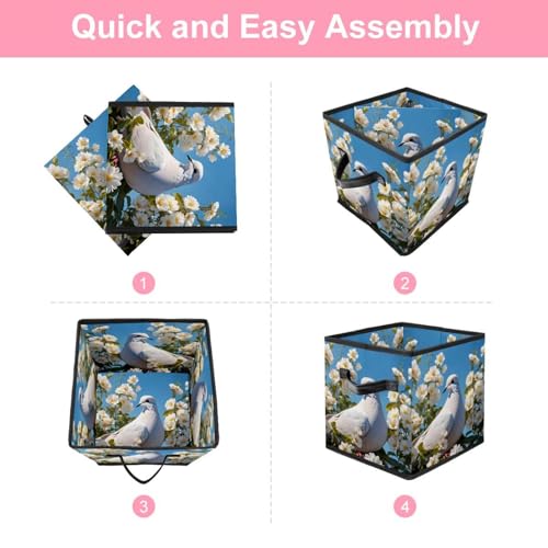 Boîte de rangement pliable pour optimiser les placards grand cube imprimé fleurs - 7