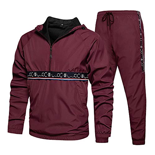 MANLUODANNI Ensemble Survêtement Homme Pantalon Sweat Jogging Bordeaux M Cover