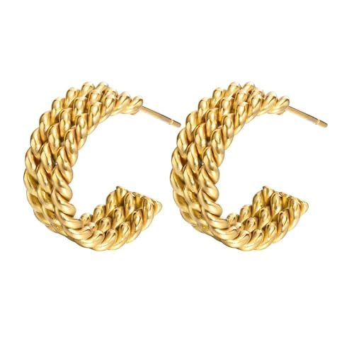 Boucles d'oreilles créoles tressées torsadées minimalistes pour femme boho
