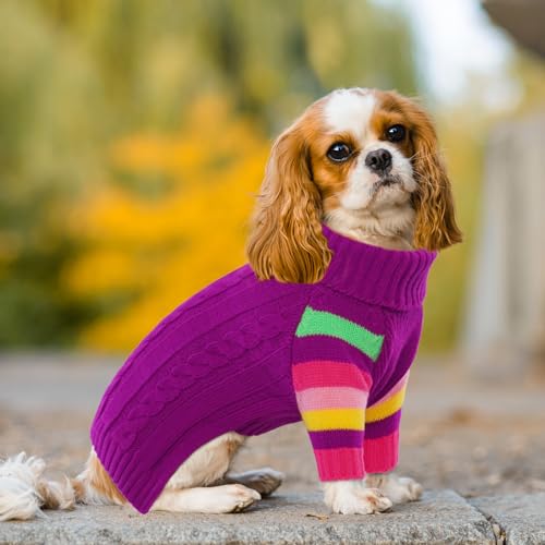 Image of Extra Large Dog Sweater, Turtleneck Pullover with Sleeve, Purple 5XL