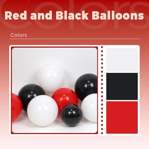 Image of 60pcs Red and Black Balloons 12inch, Red Black and White Balloons with Confetti Balloon for Wedding Graduation New Year Eve Birthday Party Decorations