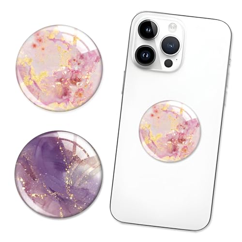 PHIOMUUE 2PCS Phone Finger Holder Grip, Phone Grips with Foldable Stand, Ins Style Accessories for Smartphones and Tablets(Pink & Purple)