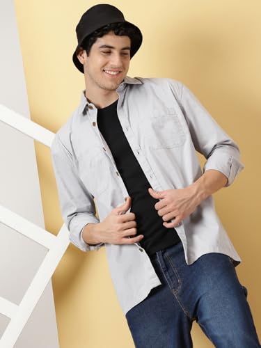 Image of Thomas Scott Men's | Solid | Full Sleeve | Oversized Fit | Cotton Blend | Spread Collar | Casual Shirt