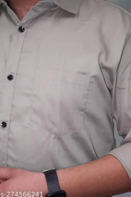 Image of Men's Cotton Casual Shirt, Brown, Full Sleeves, Regular Fit