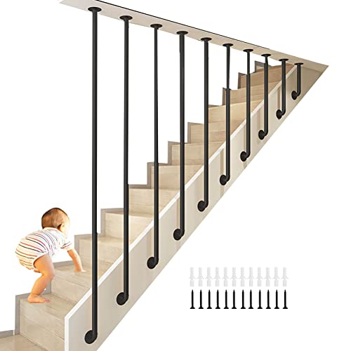 ハードウェア手すり ロフト水道管手すり 1個 鉄製手すり 階段用手すり 壁取り付けサポート手すり 屋外 屋内階段 ラウンドコーナースタイル (4フィート)