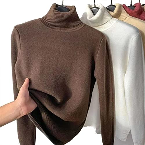 QISNG Winter Fleece Thick Knitted Bottoming Shirt 2023 New Casual Thick Turtleneck Sweater Soft Thermal L
