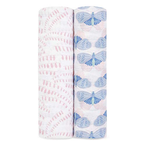 Image of aden + anais Swaddle Blanket, Boutique Muslin Blankets for Girls & Boys, Baby Receiving Swaddles, Ideal Newborn & Infant Swaddling Set, Perfect Shower Gifts, 2 Pack, Deco
