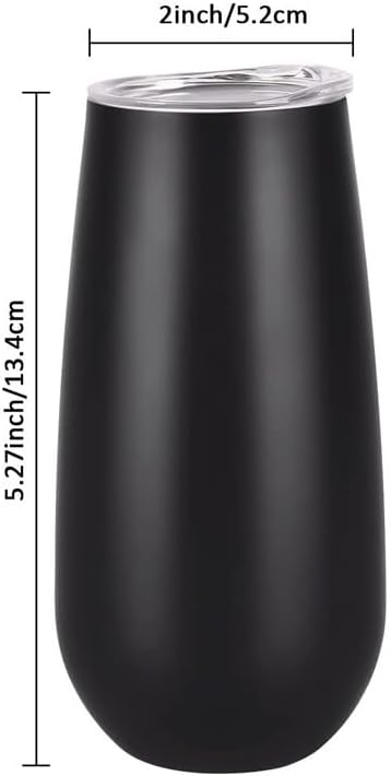 6 oz Stainless Steel Champagne Tumbler Stemless Glasses with Lid, Double Wall Insulated Travel Mug Perfect for Wine, Coffee, Drinks, Champagne, Cocktails, Colorful (Navy) - Image 3