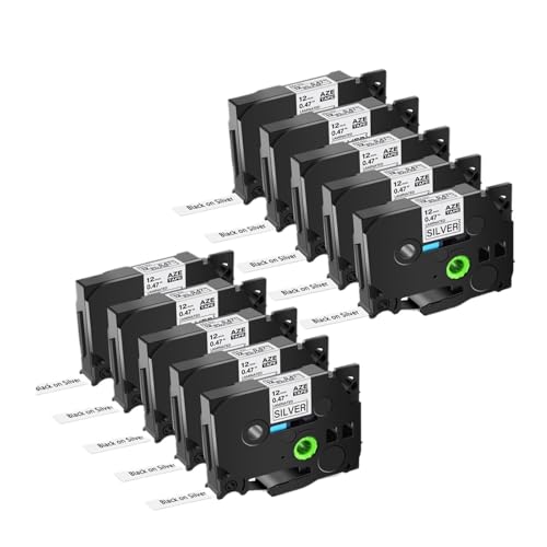 PT-P700���x���v�����^�[�ɑΉ� |�}���`�V�[���}�[�L���O�p���n�ɍ��̃��~�l�[�g���x���e�[�v (TZ 231/221/431/731) 10 ��(10PK Black on Silver,12mm)