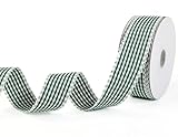 PQZKLDP 1 Inch Gingham Ribbon - 15 Yards Plaid Checked Polyester Ribbon for Gift Wrapping, Flower Bouquets, Wreaths, Christmas Decor, Wedding & Party Crafts (Dark Green, 1in×15yds)
