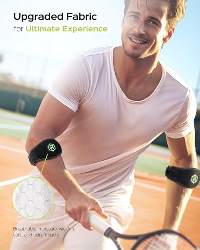 Rakiie Tennis Elbow Brace Pro 2 Pack, Pain Relief for Tennis Elbow & Golfer\'s Elbow, Tendonitis Elbow Brace Support & Strap for Men & Women