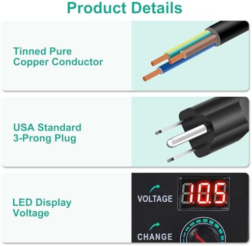 Universal Power Supply 3V~24V 3A 72W Adjustable Variable 3V 5V 6V 9V 12V 15V 18V 20V 24V AC/DC Adapter Charger, 100V-240V AC to DC Converter with 14 Tips and Polarity Converter