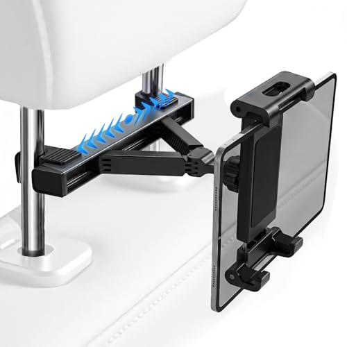 SLIAXINT Soporte para tablet de coche, soporte para reposacabezas de coche, soporte estable para smartphone, tablet de 4,4 a 14 pulgadas, giratorio 360°, seguro, sin obstrucciones visuales, para el