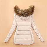 Tdvcpmkk Damen Winterjacke Daunenjacke mit Fellkragen Parka, weiß, 36