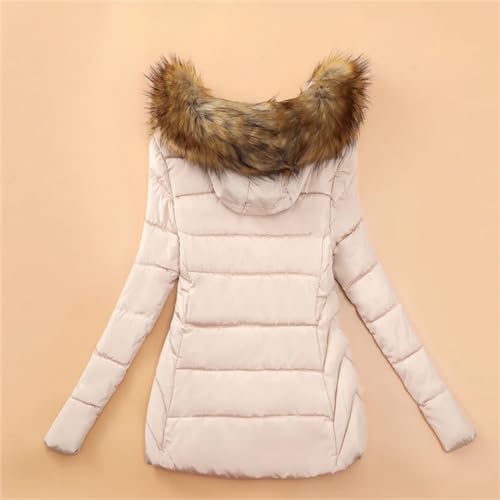 Tdvcpmkk Damen Winterjacke Daunenjacke mit Fellkragen Parka, weiß, 36