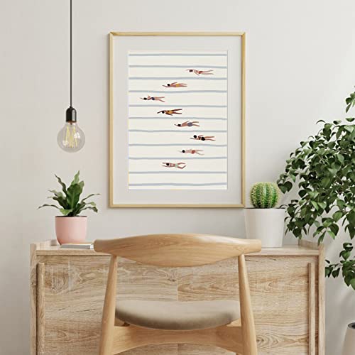 Nhktwssi Kids Bathroom Wall Art Minimalist Wall Art Swimming Pool Art Print Coastal Nautical Print Swimmers Art Modern Home Artwork Abstract Bathroom Wall Decor 16X24 Inch No Frame #TOP1