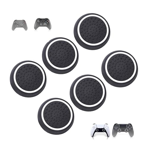 6 Pcs Silicone Thumb Grip Caps,Replacement Thumb Grips for PS3/PS4/PS5/XBOXONE 360 Controllers