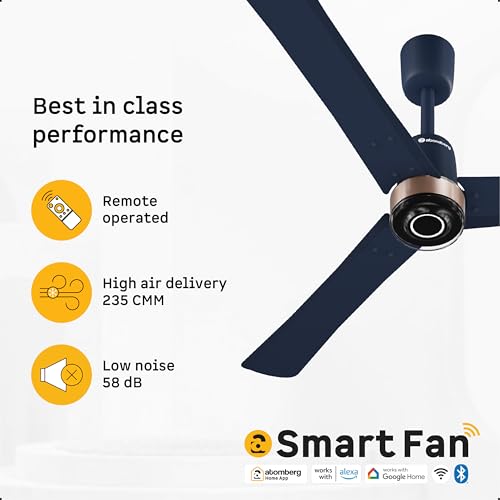 Image of atomberg Renesa Elite Smart 1200mm BLDC Ceiling Fan with Remote & Alexa Support | BEE 5 Star Energy Saving Fan | High Air Delivery | Moonbeam LED Light | Smart Fan | 5 Year Warranty | Regal Indigo