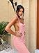 Volemo Womens Summer Backless Bodycon Dress Halter Cowl Neck Slip Spaghetti Strap Sexy Cocktail Party Maxi Dresses Light Pink XS