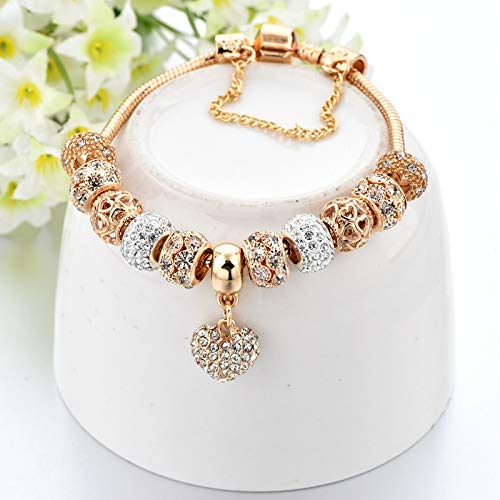 La Raffine Luxury Crystal Heart Charm Bracelets&Bangles Gold Bracelets For Women Jewellery Pulseira Feminina Bracelet Gifts For Women Girl Gifts Valentines/Birthday/Anniversary/Mother’s Day #TOP5