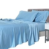 Royal Tradition Rayon from Bamboo-Coolplus Sheets Set (Full Size|Solid Blue) 450TC Soft Bed Sheets for Hot Sleepers