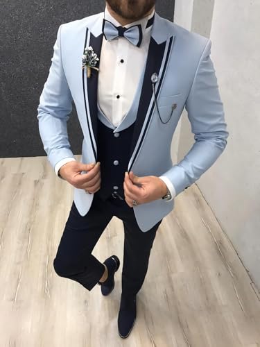 Men's Tuxedo Suit 3 Piece Slim Fit Tuxedo for Men Wedding Suit Prom Tuxedo Suit with Tie Blazer Vest Pants Set2