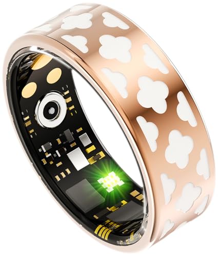 Smart Ring Donna Oro Smarring per Uomo Donna Smart Ring Android iOS Fitness Ring Tracker Smartring Cardiofrequenzimetro Health Tracker Contapassi Activity Tracker Anello Fitness Oro rosa