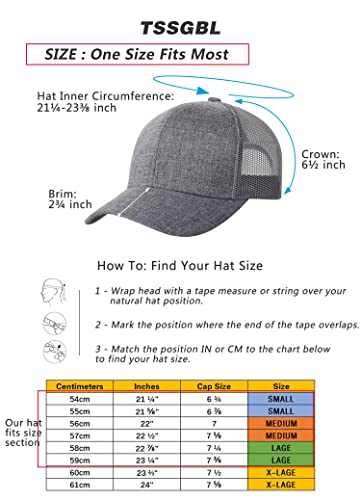 Image of TSSGBL M, L, XL, XXL Snapback Trucker Hats Baseball Caps Adjustable Blank Mesh Back Ball Caps for Men Women